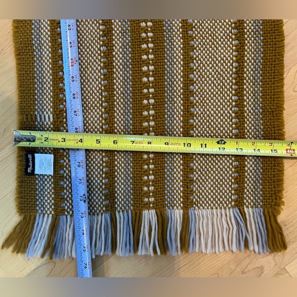 🌽 Chunky Weave Fringe Scarf |Goldenrod & Cream with Blue by Madewell - Picture 9 of 17